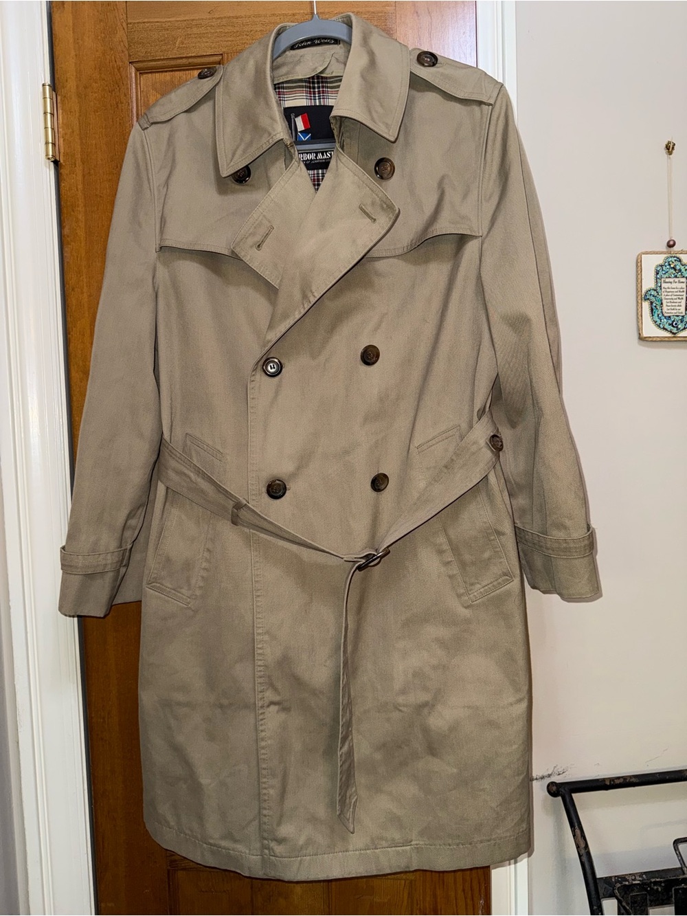 Vintage Men’s EUC Harbor Master by John Weitz belted trench coat plaid lined 40S